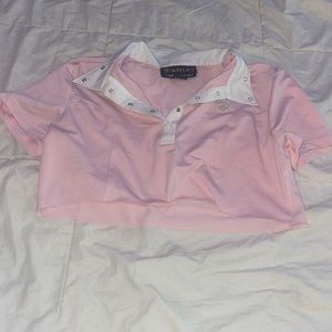 Cute cropped collared pink shirt